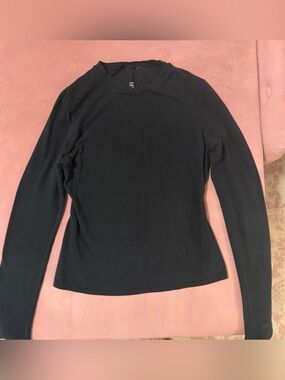 SKIMS Black Long Sleeve Scoop Neck Top
